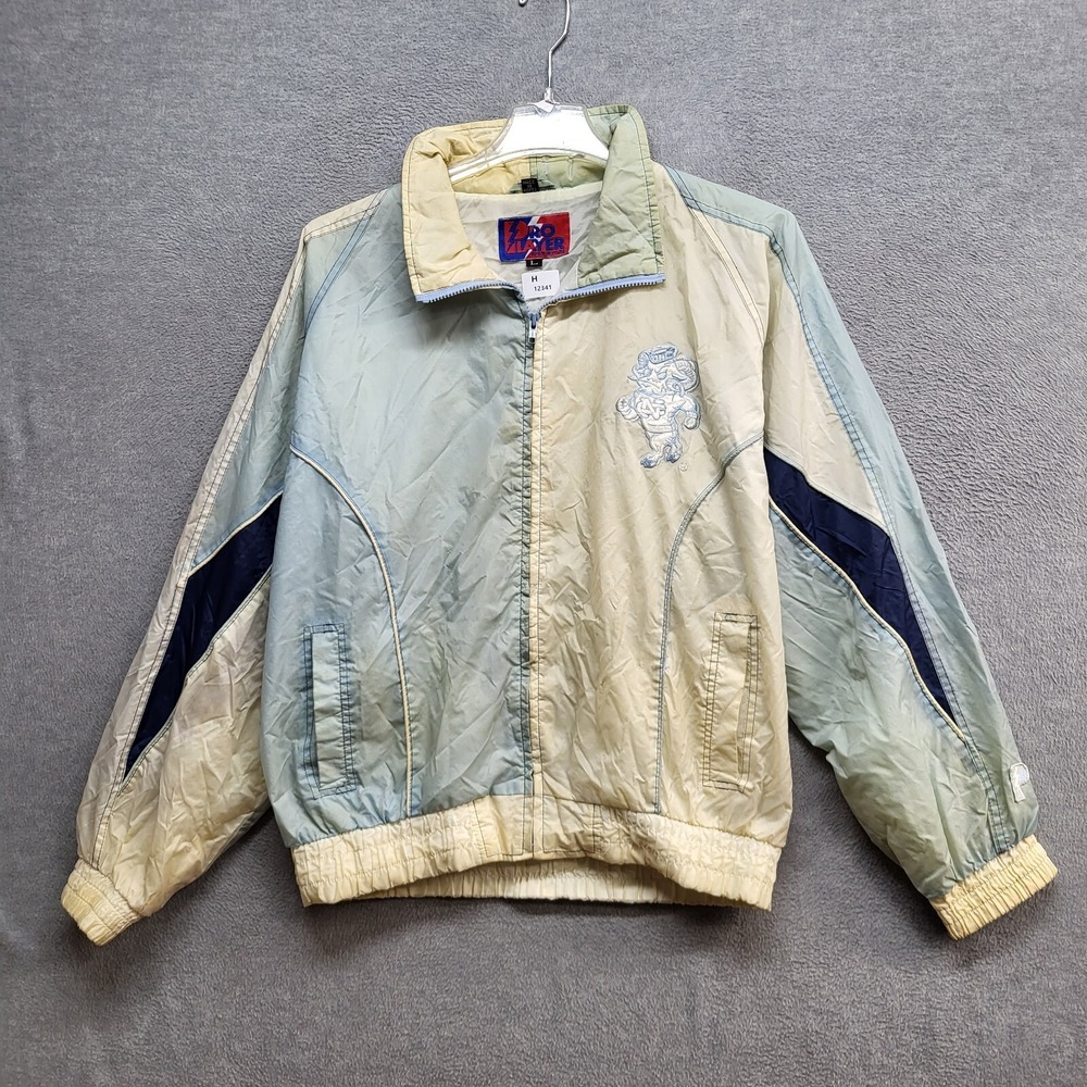 VINTAGE North Carolina Tar Hells Men Jacket Blue Large 90s Pro Player READ